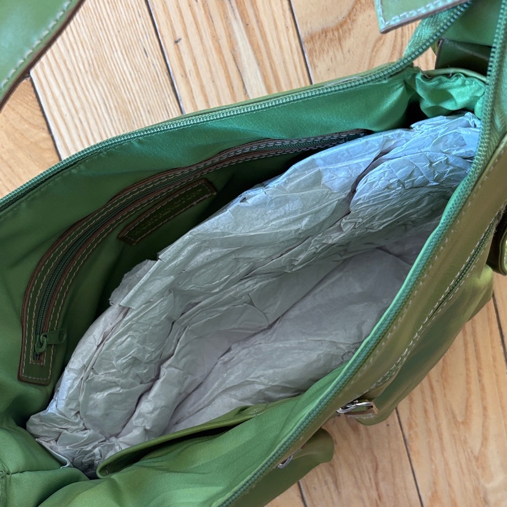 Vintage Worthington Olive Green Genuine Leather Shoulder Bag - Picture 2 of 3